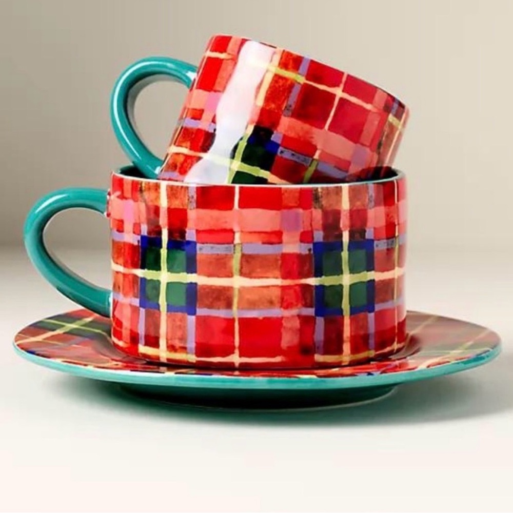 Anthropologie NWT Tartan Plaid Stoneware Mug - Picture 2 of 3